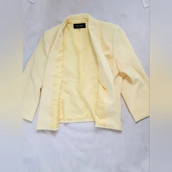 NWOT! Posh Butter Yellow Black Label Formal Women's Lined Open Spring Blazer 10 - Picture 8 of 17
